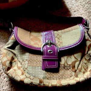 Coach tan and purple bag